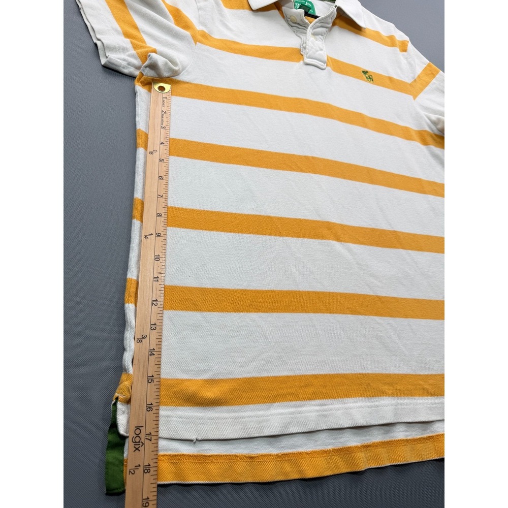 Abercrombie & Fitch Vintage Polo Shirt White Yellow Striped Muscle Fit | Mens XL - Picture 4 of 9